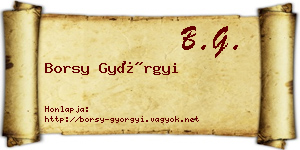 Borsy Györgyi névjegykártya